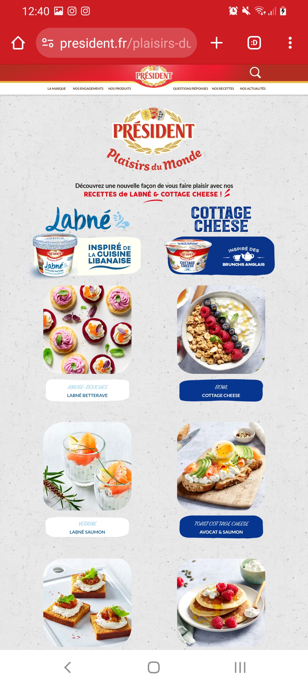 Page des nouvelles recettes
"Labné" et "Cottage Cheese"