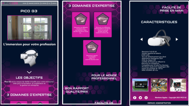 Wireframe, maquettes du site web fictif avec l'explainer vidéo