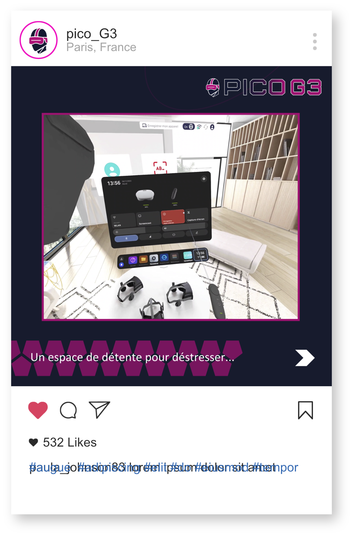 Publication fictive sur Instagram