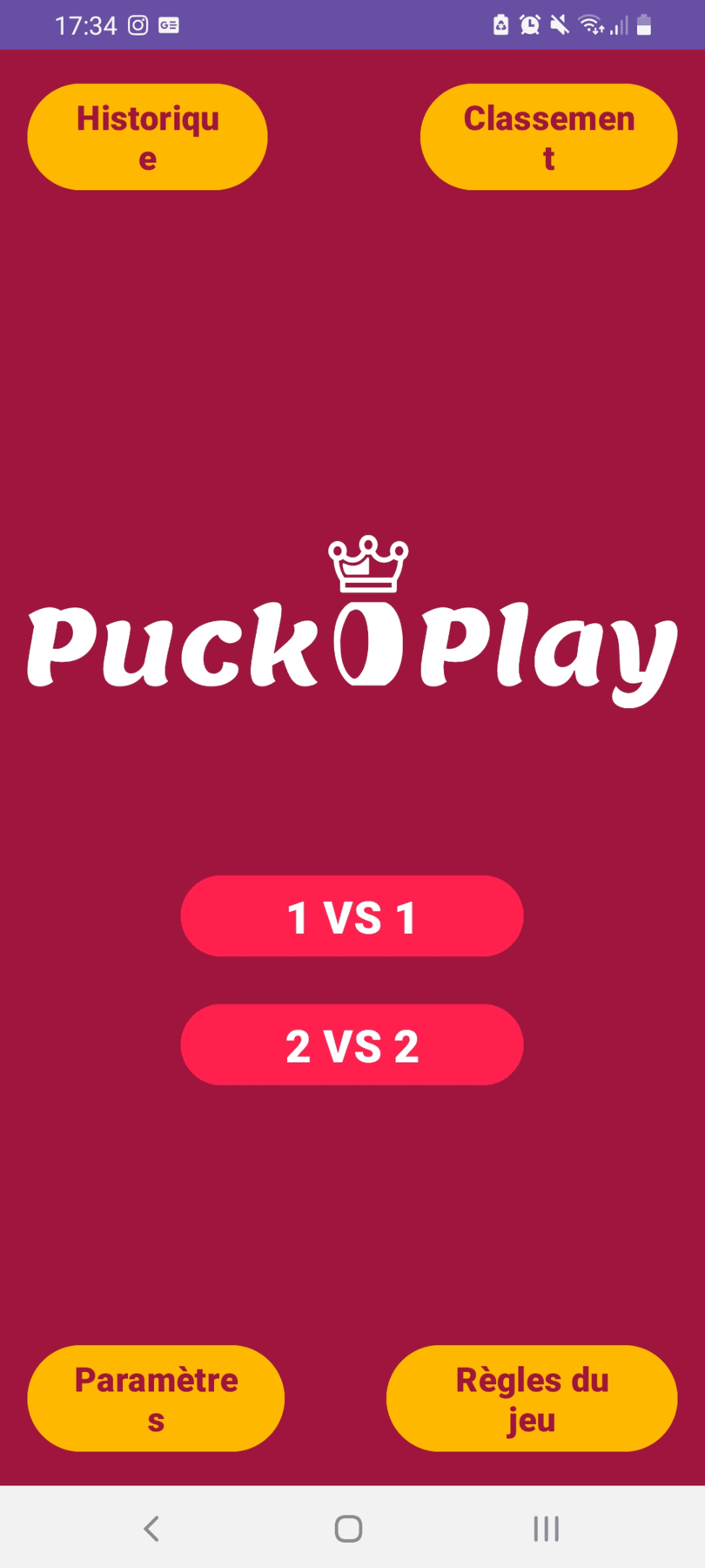 Accueil de l'application