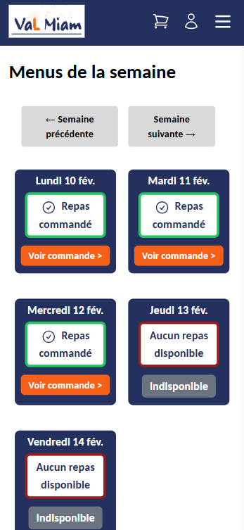 Page d’accueil côté étudiant