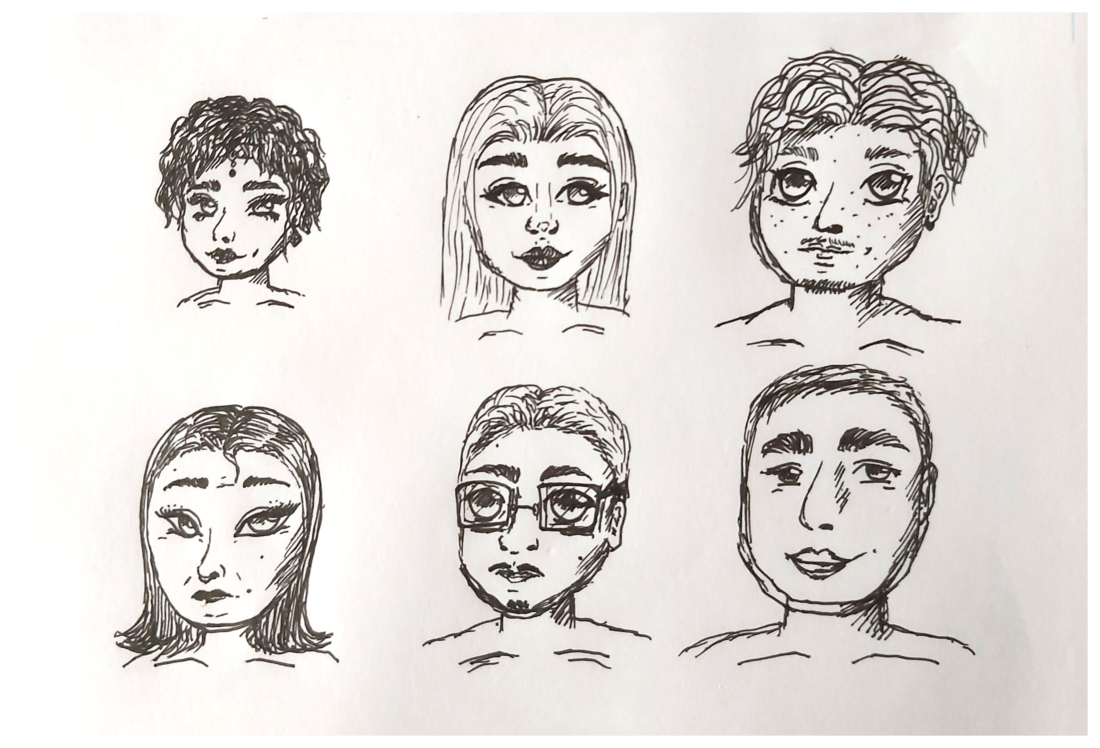 Dessin de différents portraits