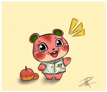 "Fanart", dessin du personnage de Esther du jeu vidéo Animal Crossing