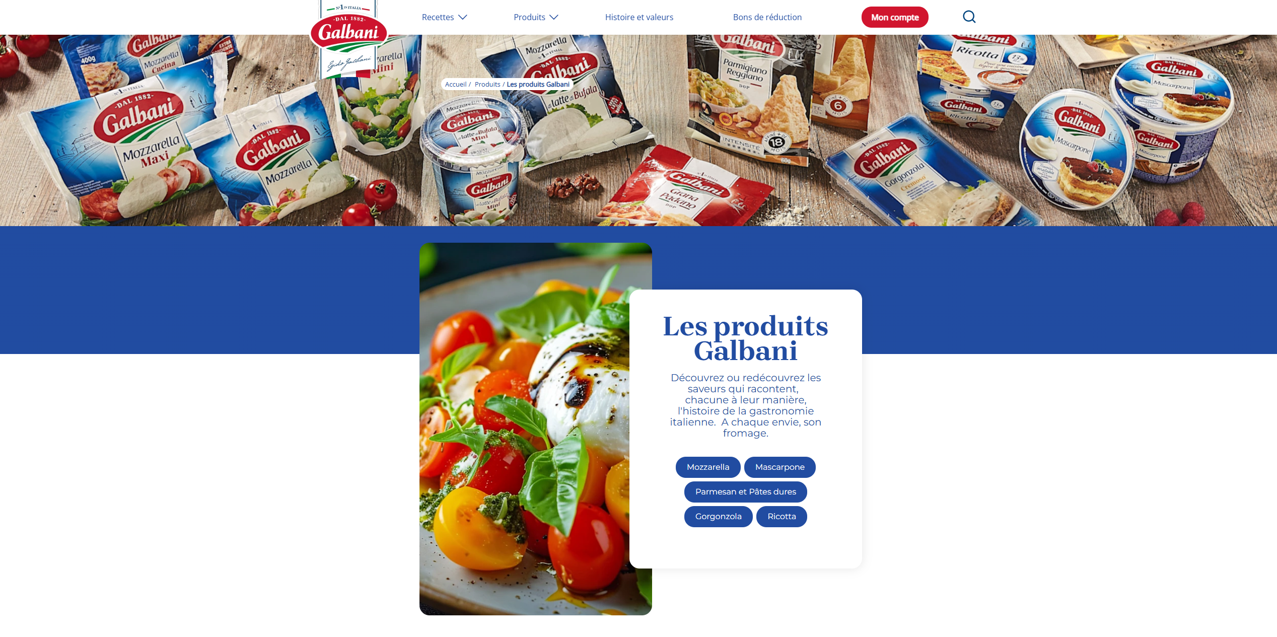 Page des gammes de produits